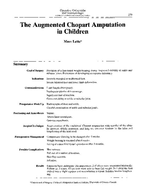 (PDF) The augmented chopart amputation in children | Merv Letts - Academia.edu