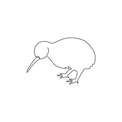 One single line drawing of cute kiwi animal for company business logo ...