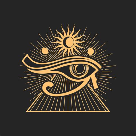 Horus eye ancient Egyptian sign, pyramid and sun 11948761 Vector Art at ...