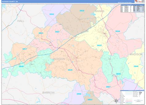 Jackson County, GA Wall Map Color Cast Style by MarketMAPS - MapSales