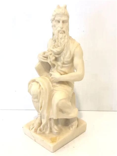 VINTAGE JUDAICA HEBREW Moses 10 Commandments Statue Bethlehem Judaism ...