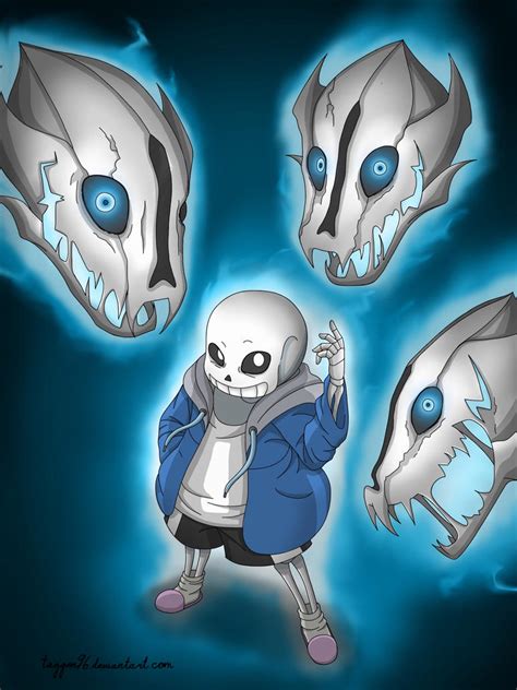 (Art trade) Sans with his gaster blasters by taggen96 on DeviantArt