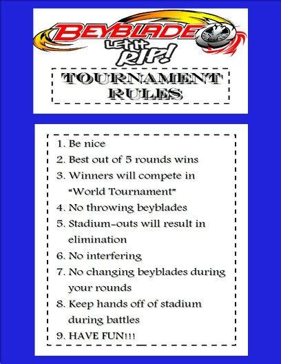 Tournament Rules! Created by Bryant! | Beyblade Party ideas | Pintere…