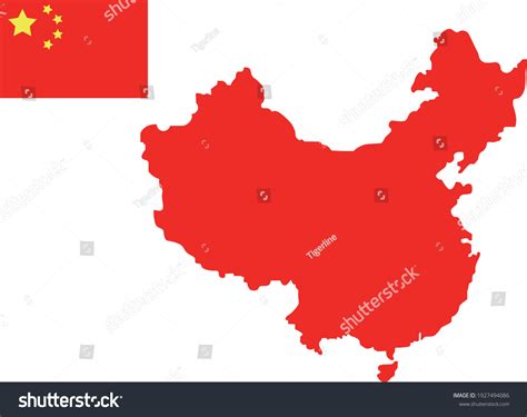 China Map Chinese Flag Red Stock Vector (Royalty Free) 1927494086