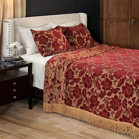 Burgundy Floral Chenille King-size Coverlet Set - 13431386 - Overstock.com Shopping - Great ...