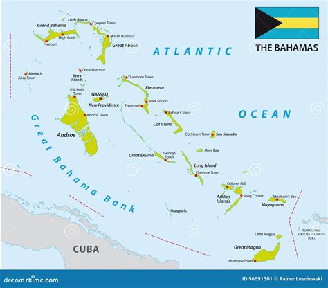 Bahamas Map With Flag Stock Illustration - Image: 56691301