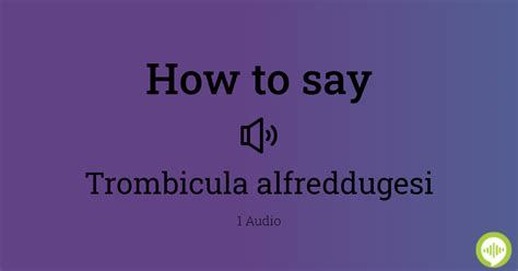 How to pronounce Trombicula alfreddugesi | HowToPronounce.com