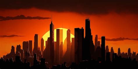 Premium AI Image | A city with a sunset in the background