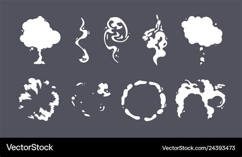 Special effects template smoke set cartoon steam Vector Image