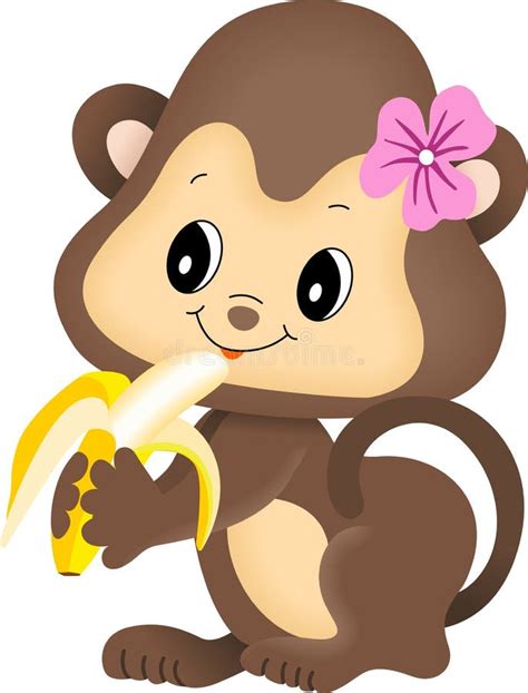 Girl monkey eating banana stock vector. Illustration of clip - 27184602