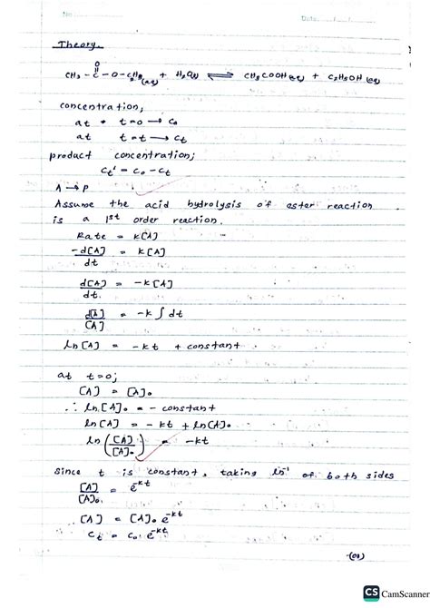 SOLUTION: Determination of the rate constant for the hydrolysis of an ...