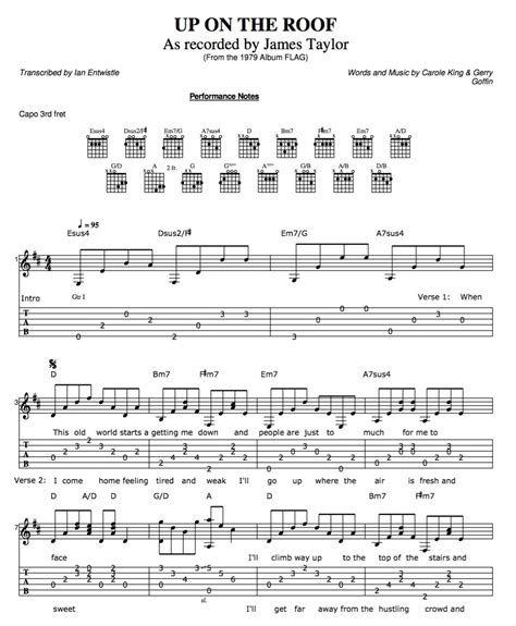 Up On The Roof guitar tab - The Songs Of James Taylor