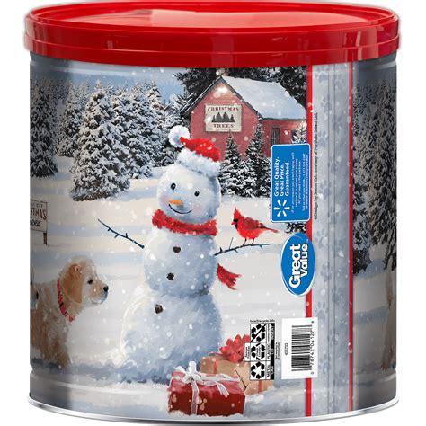 Great Value Holiday Popcorn Tin, Puppies and Snowman Design, 3 Flavors ...