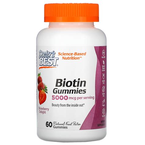 Doctor's Best, Biotin Gummies, Strawberry Delight, 5,000 mcg, 60 Gummies - iHerb