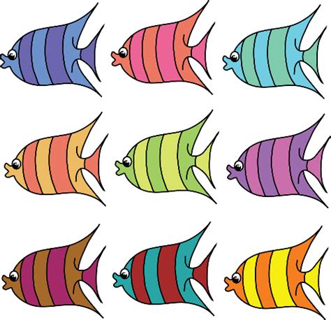 Set of Colorful Fish Stickers | Free Printable Papercraft Templates