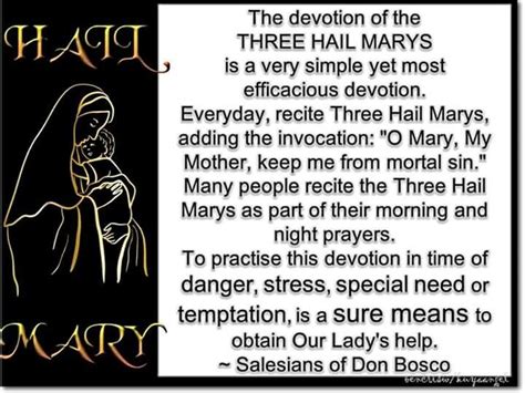 ~The devotion of the Three Hail Marys... | Saint quotes, Catholic faith, Night prayer