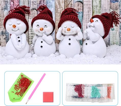 UPINS 5D DIY 20 x12 Inch Christmas Snowman Full Drill Rhinestone Diamond Painting Kits for Home ...