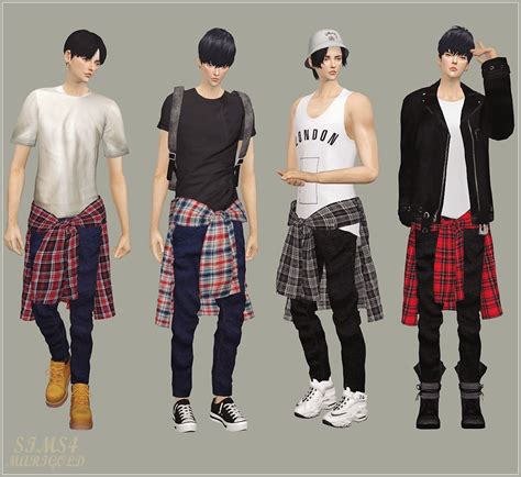 Male_Tied Shirt Jeans_묶은 셔츠 청바지_남자 의상 - SIMS4 marigold | Одежда, Симс, Симс 4