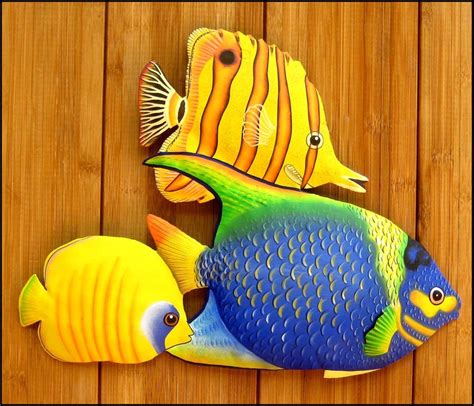 TROPICAL FISH Garden Art Outdoor Metal Wall Art Painted | Etsy