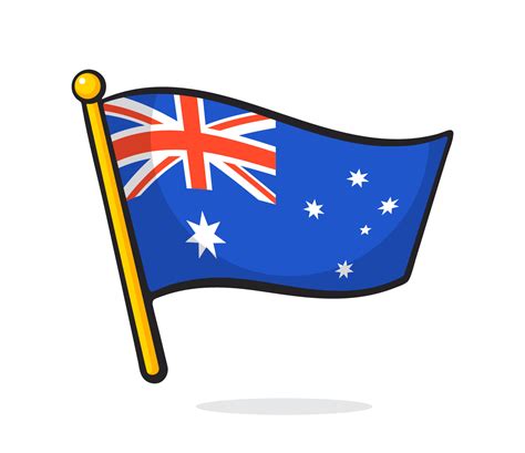 Cartoon illustration of flag of Australia on flagstaff 17505832 Vector Art at Vecteezy