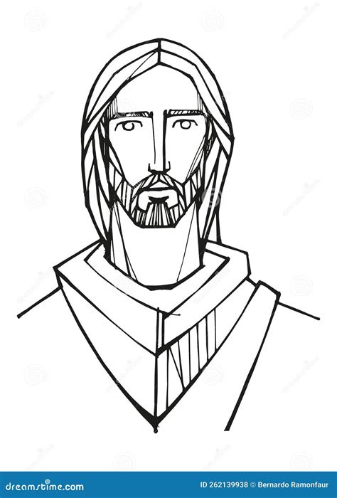 Hand Drawn Illustration of the Face of Jesus Stock Vector - Illustration of religious, sketch ...