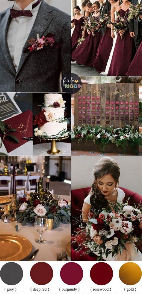 Rosewood + Deep Red + Burgundy and gold for autumn and winter wedding #fall #color #autumn #w ...