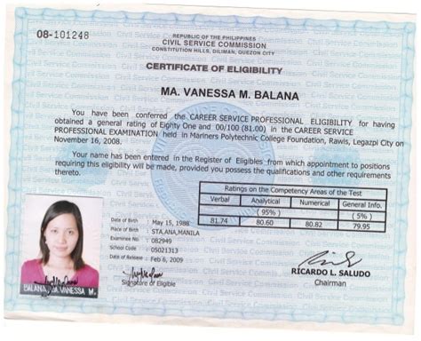 CSC Eligibility Certificate