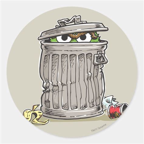 Vintage Oscar in Trash Can Classic Round Sticker | Zazzle