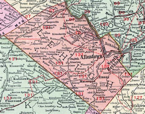 Lehigh County, Pennsylvania 1911 Map by Rand McNally, Allentown, PA