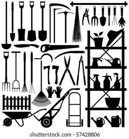 Gardening Tools Silhouette Stock Vector (Royalty Free) 57428806 | Shutterstock