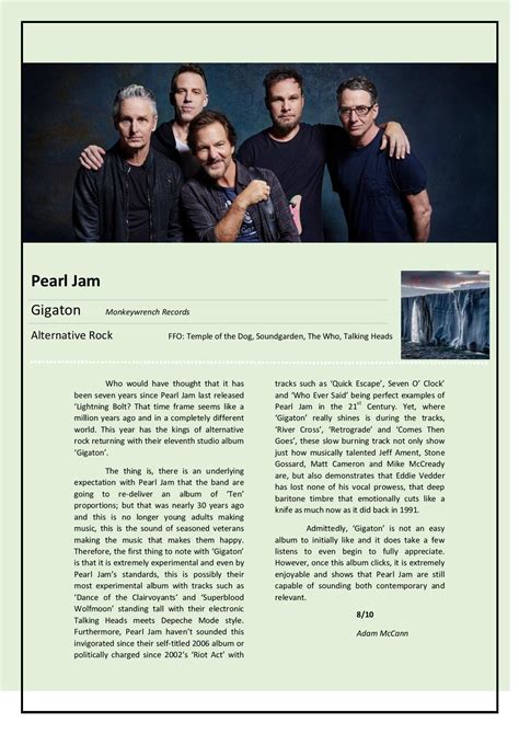 Pearl Jam - Gigaton Album Review | Metalheads Forever Magazine