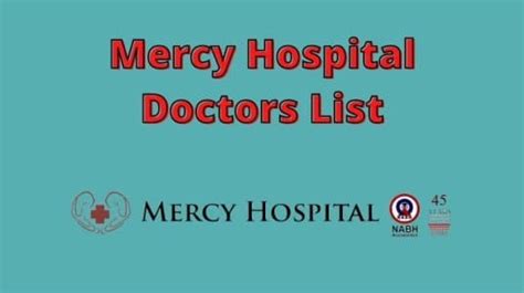 Mercy Hospital Doctors List, Address & Contact