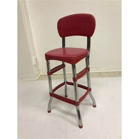 Vintage Industrial Red Metal Bar Stool by Stool | Chairish