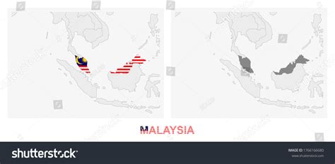 Two Versions Map Malaysia Flag Malaysia Stock Vector (Royalty Free) 1766166680 | Shutterstock