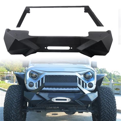 MAIKER Front Bumper w/Winch Plate for 2007-2017 Jeep Wrangler JK Black ...