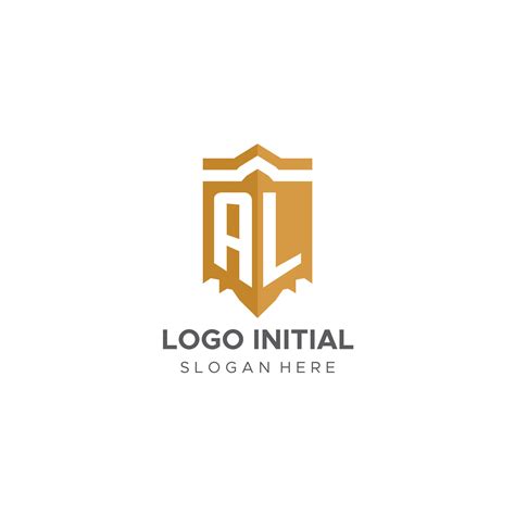 Monogram AL logo with shield geometric shape, elegant luxury initial logo design 25759719 Vector ...