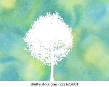 Watercolor Tree Silhouette Isolated On White Stock Illustration ...