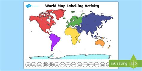 World Map Labelling Activity (teacher made) - Twinkl