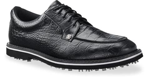 Lyst - G/Fore Gallivanter Pintuck Croc-embossed Leather Golf Shoes in Black for Men