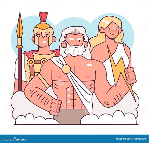 Polytheism. Ancient Greece Gods and Goddesses. Zeus, Ares and Hera Stock Vector - Illustration ...