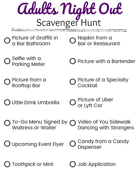 Picture Scavenger Hunt Ideas For Adults