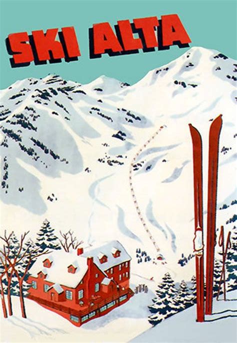 Vintage Travel Poster 1940s Alta, Utah Ski Resort Poster Print - Etsy | Vintage ski, Vintage ski ...