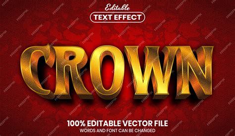 Premium Vector | Crown text, font style editable text effect