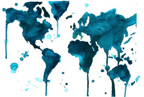 Watercolor World Map Painting by Jessica Durrant A Teal World | Etsy ...