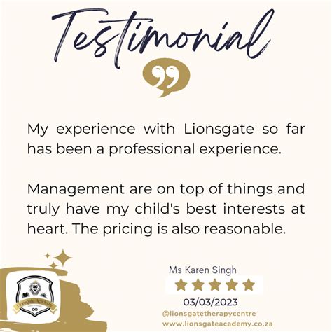 Testimonials - Lionsgate Academy