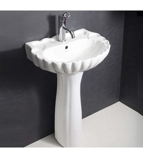 Buy Hindware Lotus White Ceramic Full Pedestal Wash Basin 10013 Online - Wash Basins - Bath ...