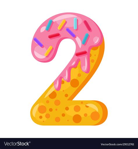 Donut cartoon two number Royalty Free Vector Image