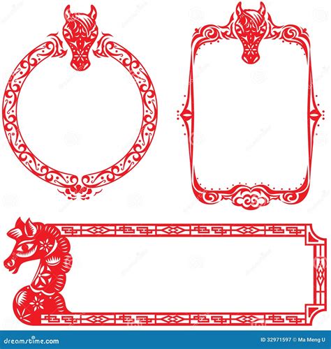 Year of Horse Border Design Elements Stock Vector - Illustration of vector, astrology: 32971597