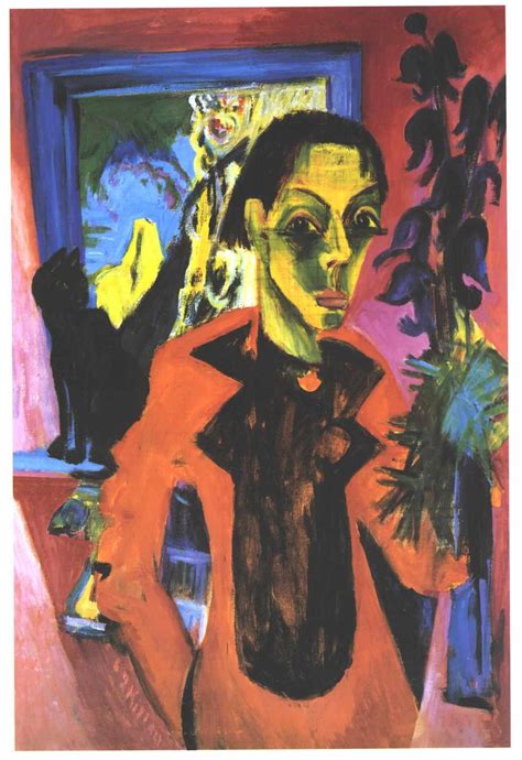 Self Portrfait with Cat - Ernst Ludwig Kirchner - WikiArt.org - encyclopedia of visual arts