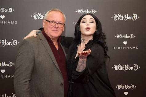 Kat Von D and her father René Drachenberg pose for photos at Debenhams ...